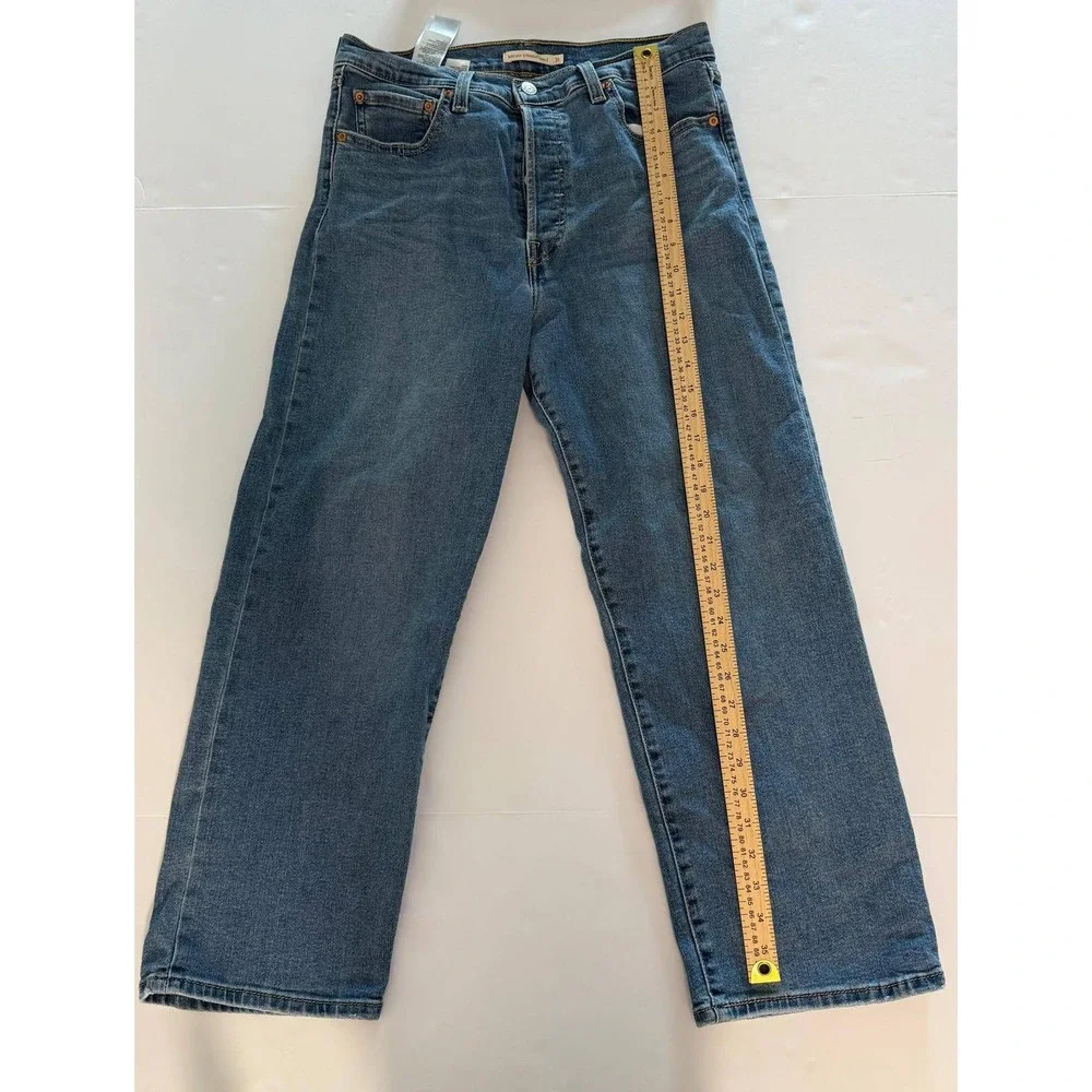 Levis Ribcage Straight Ankle Jeans Mens 31x27 Blue Denim High Rise Button Fly